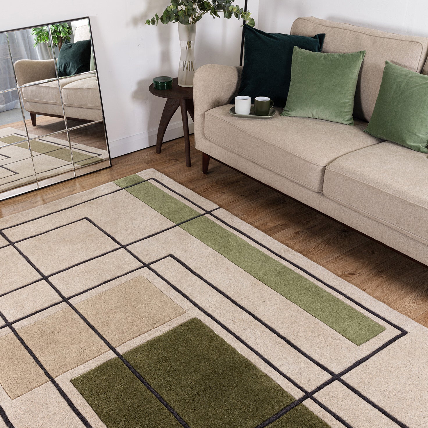 Cubi Khaki Outline Luxury Rug | WVH®