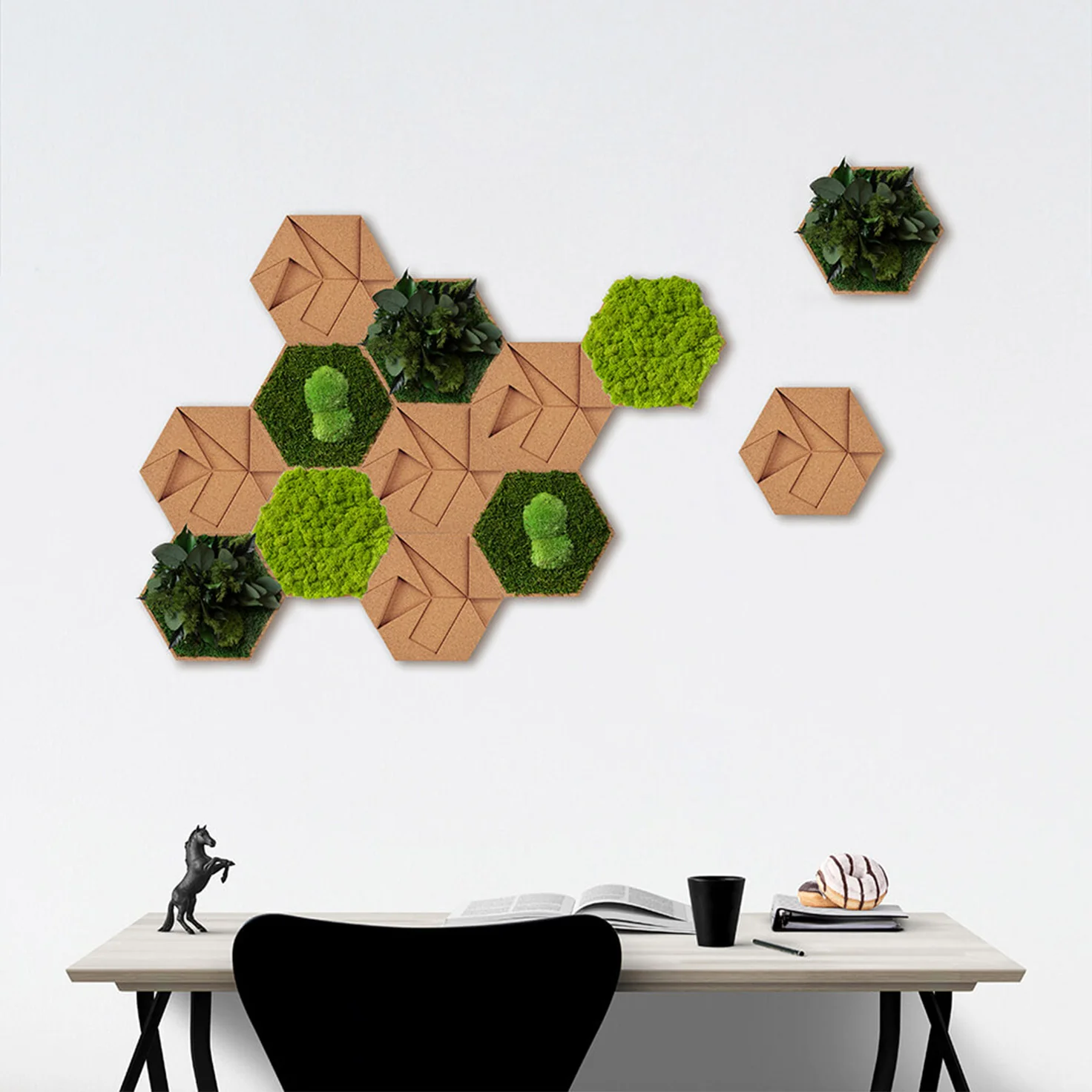 Muratto® Organic Hexagonal Moss Trays Cork Luxury Wall Tiles - Image 5