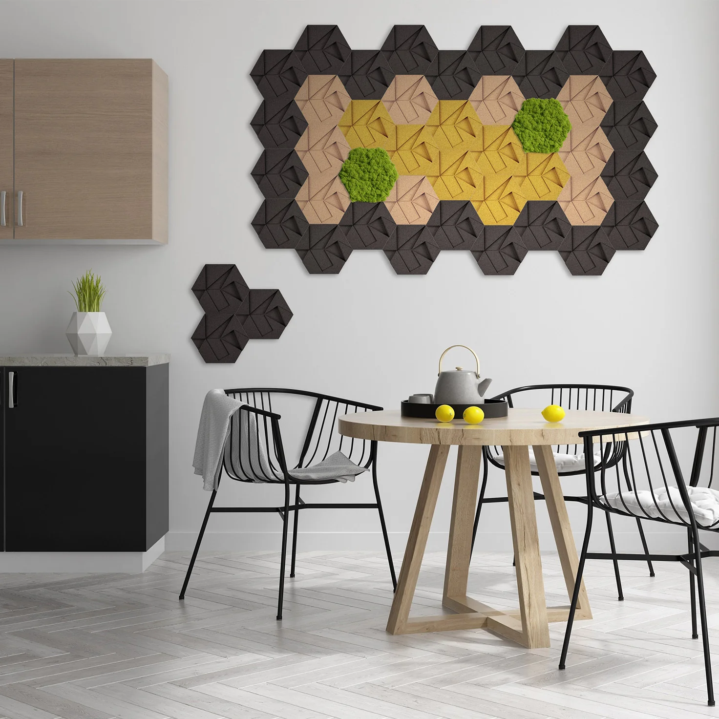 Muratto® Organic Hexagonal Moss Trays Cork Luxury Wall Tiles - Image 6