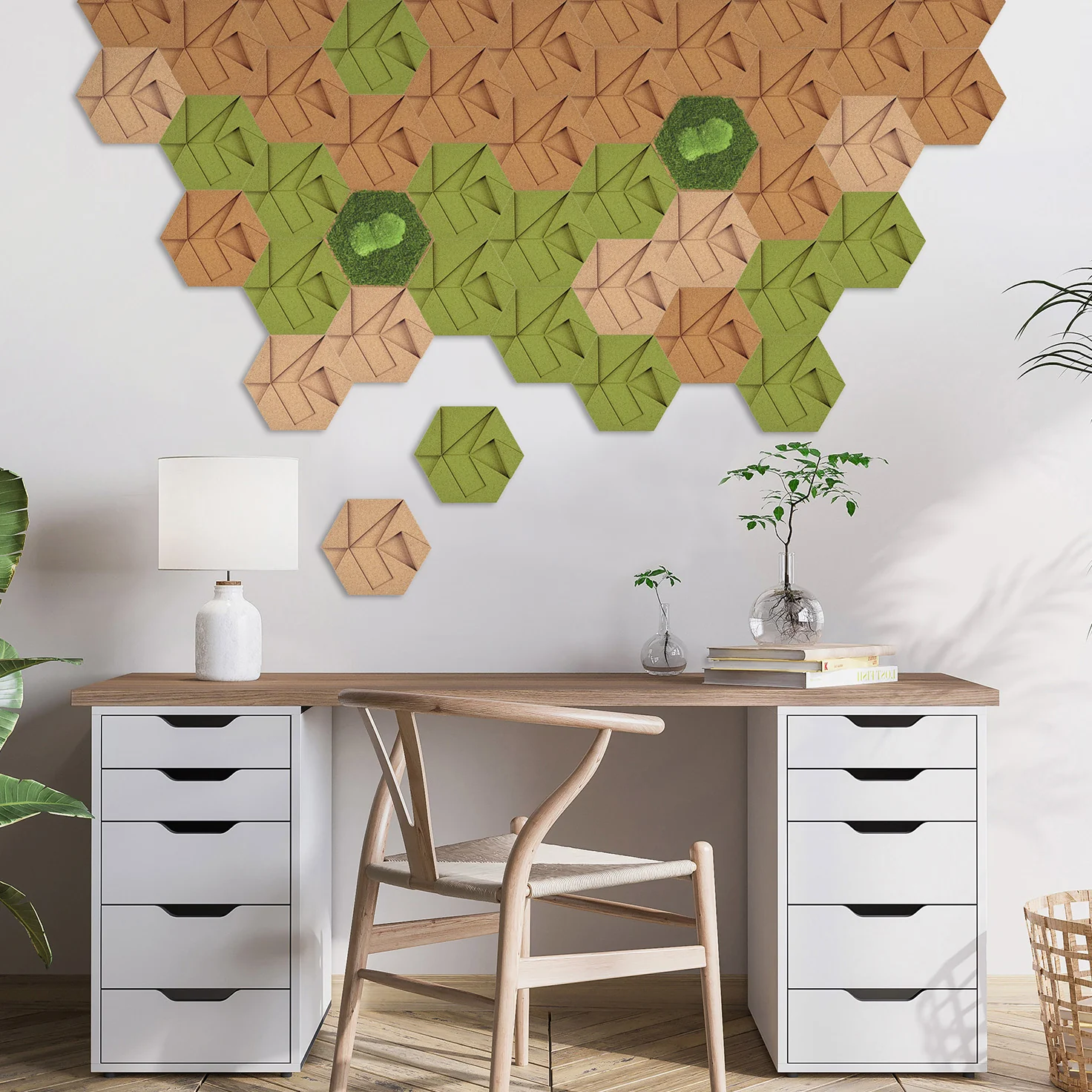 Muratto® Organic Hexagonal Moss Trays Cork Luxury Wall Tiles - Image 8