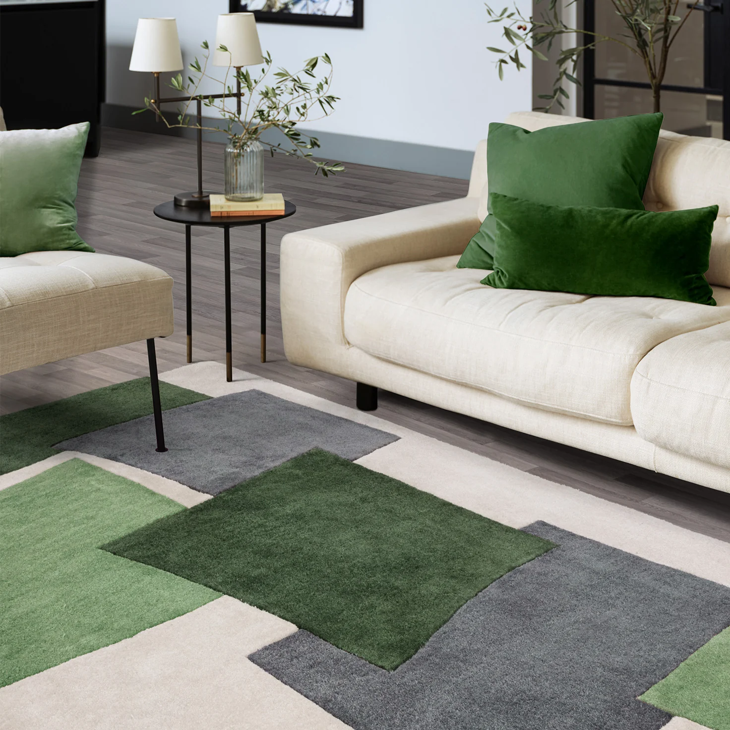 Retro Green Papercut Luxury Rug | WVH®