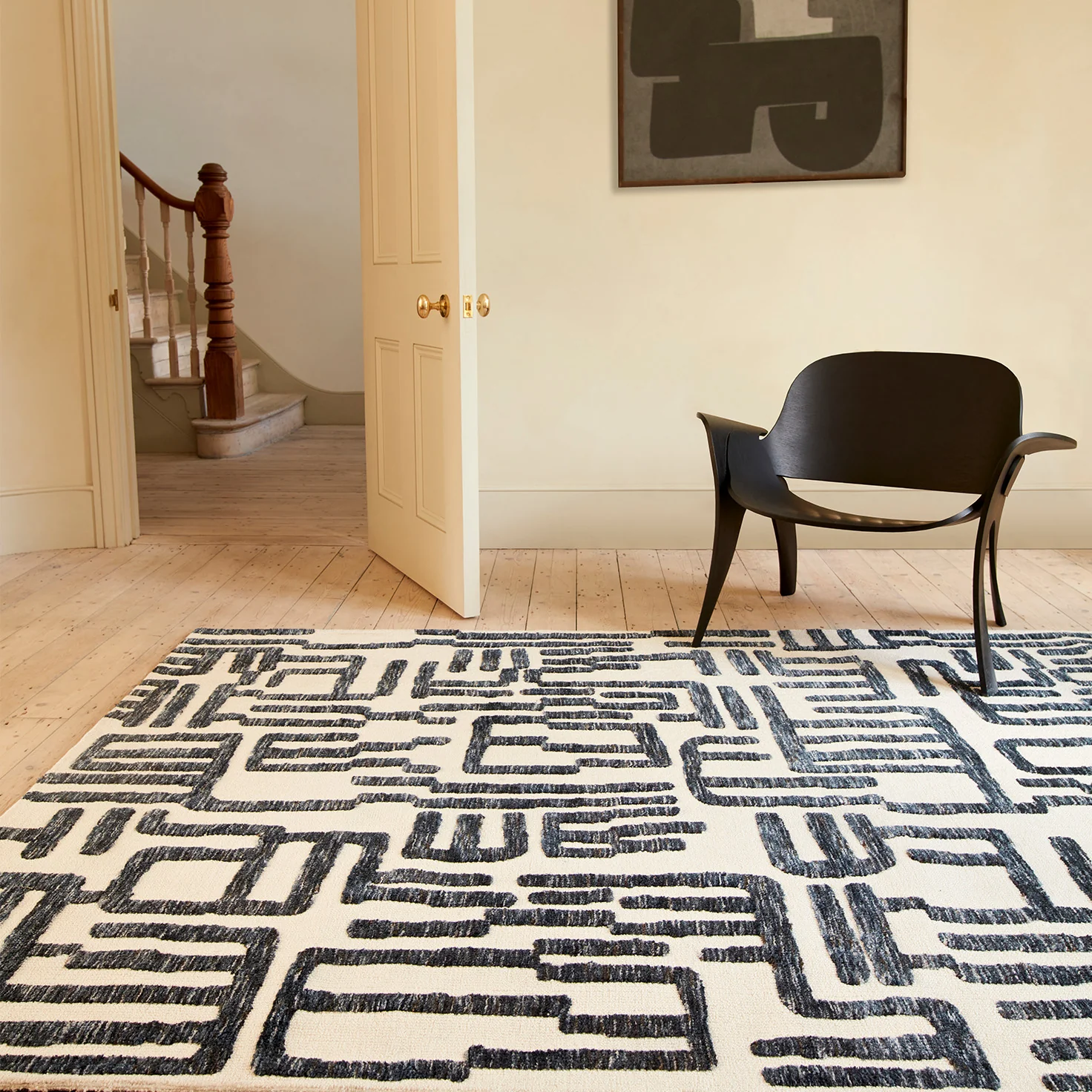 Shape Blue Script Luxury Rug | WVH®