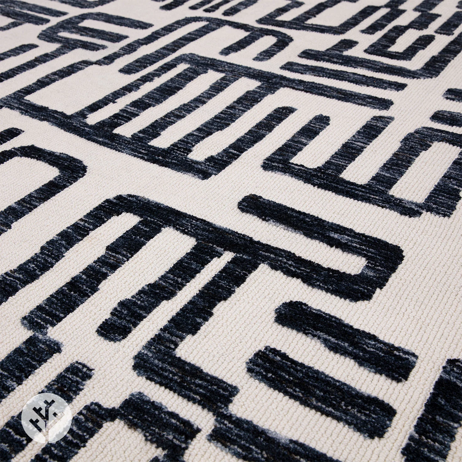 Shape Blue Script Luxury Rug | WVH® - Image 3