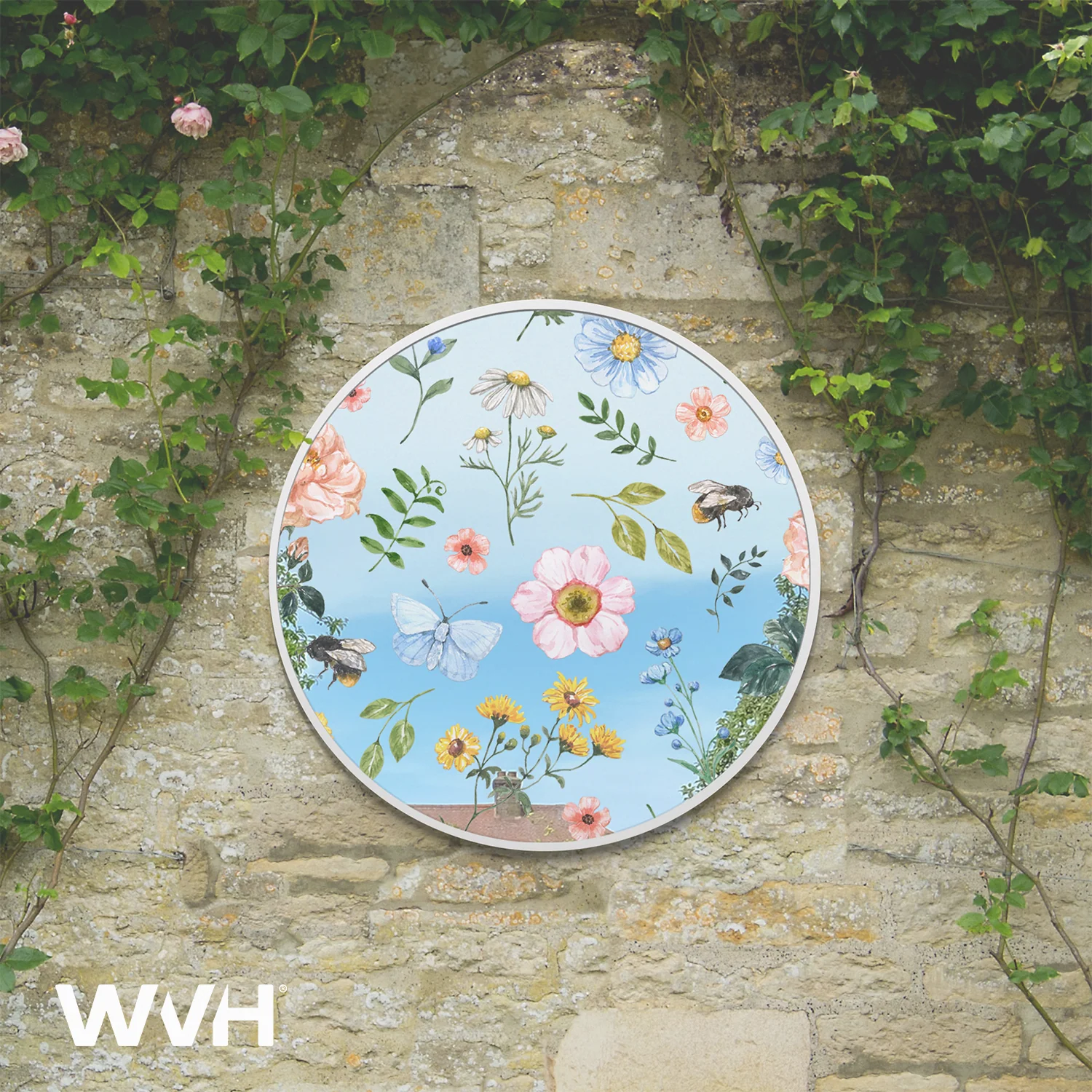 WVH® | Decal Round | Decorative Pattern Metal Frame Wall-Mountable Mirrors - Image 4