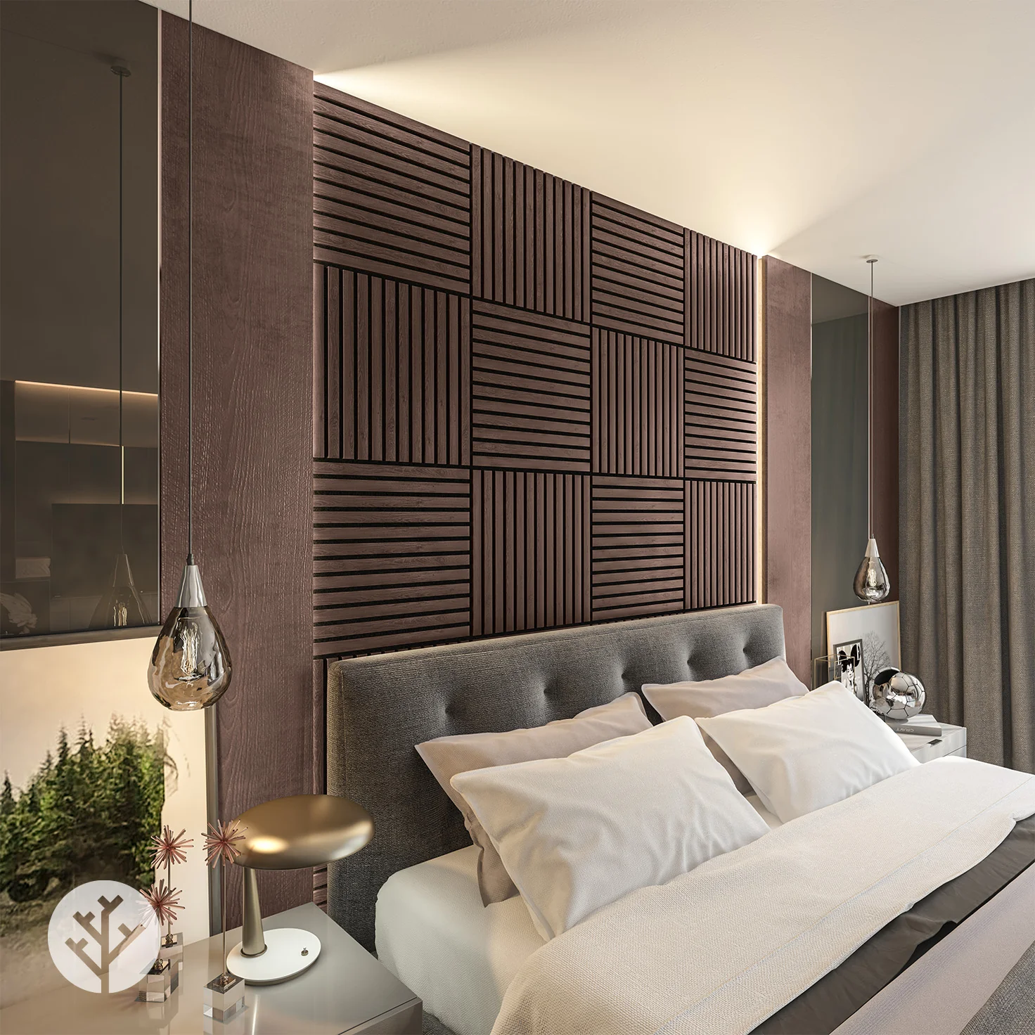 Smoked Oak Square Acoustic Slat Wall Panels by WVH® - Image 9