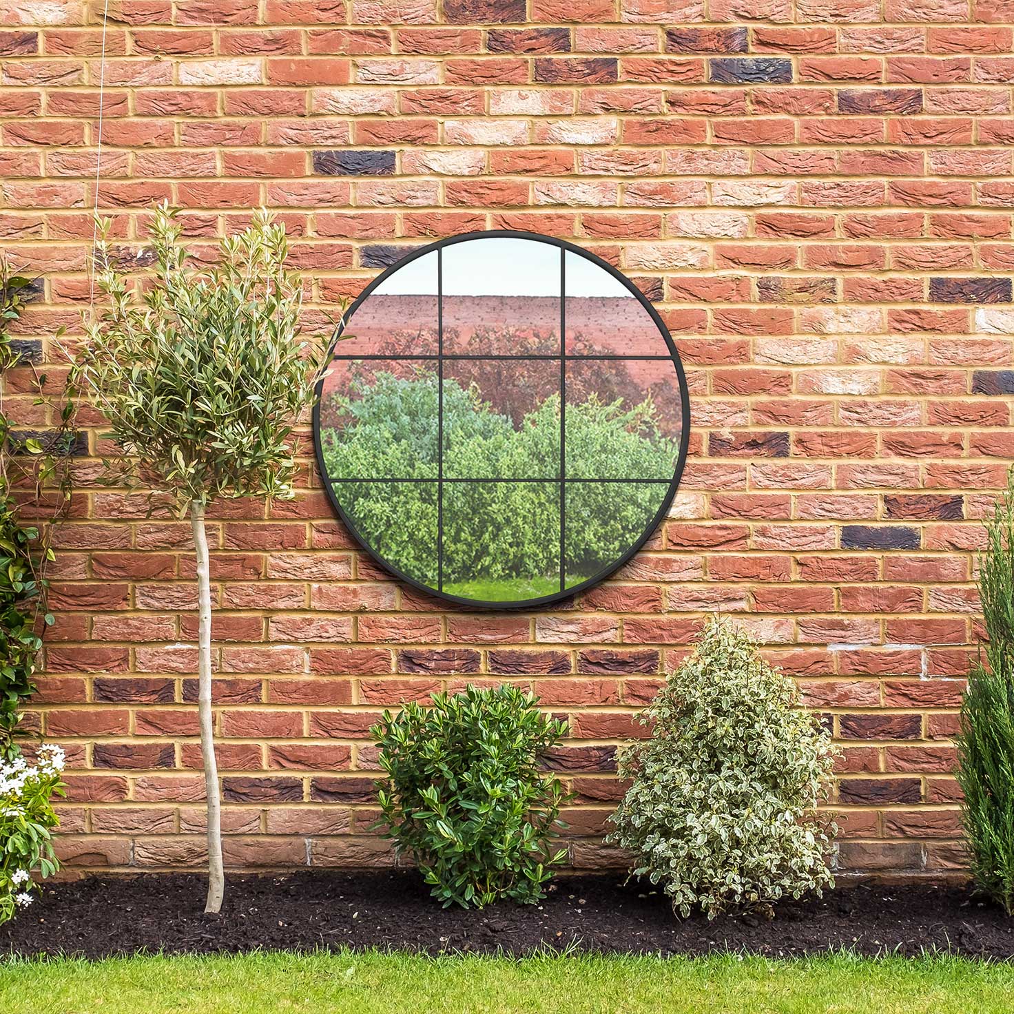 WVH® | The Industrial Round Grid | Metal Frame Window Wall-Mountable Mirrors - Image 10