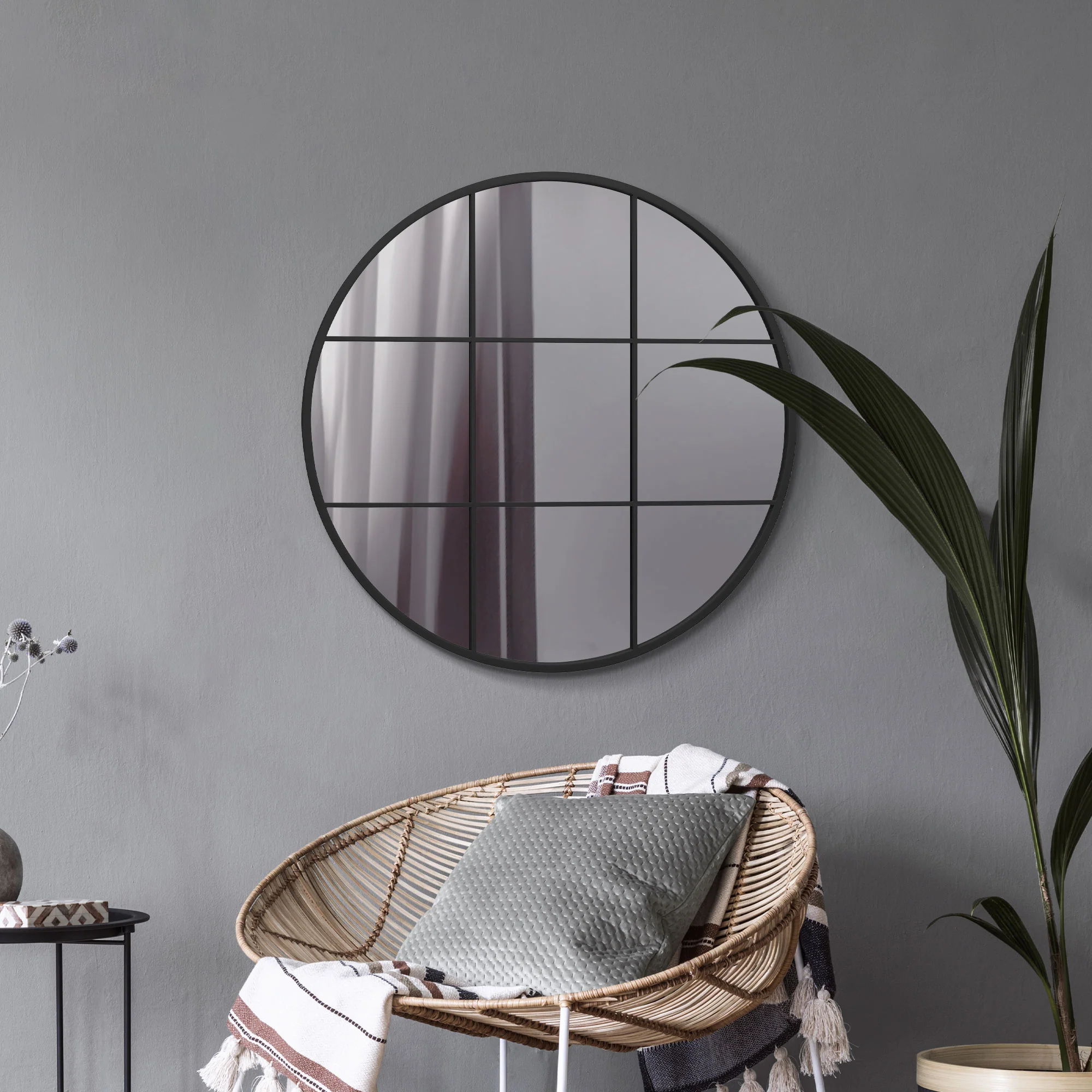 WVH® | The Industrial Round Grid | Metal Frame Window Wall-Mountable Mirrors - Image 8