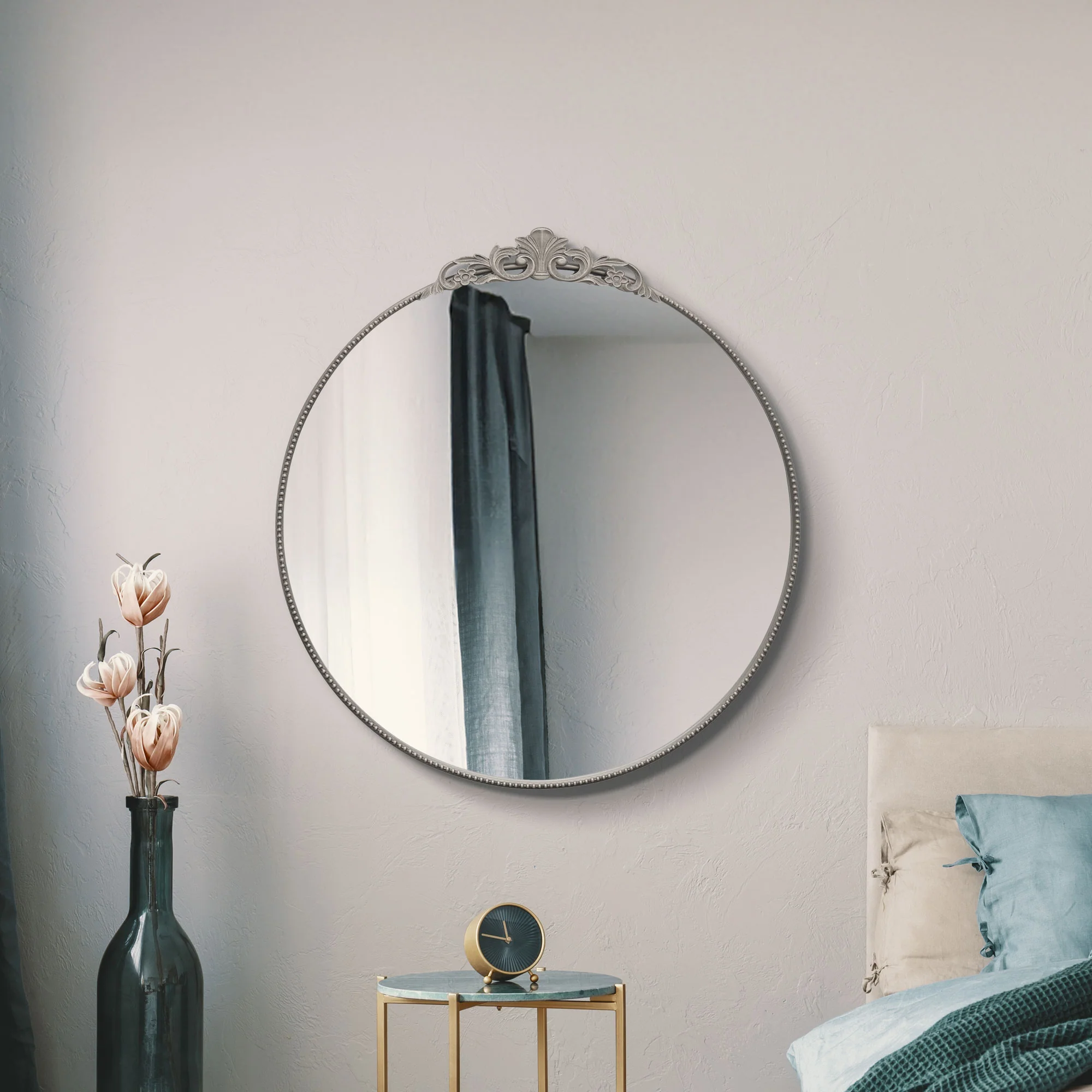WVH® | The Ornate Round | Embellished Metal Frame Wall-Mountable Mirrors - Image 8