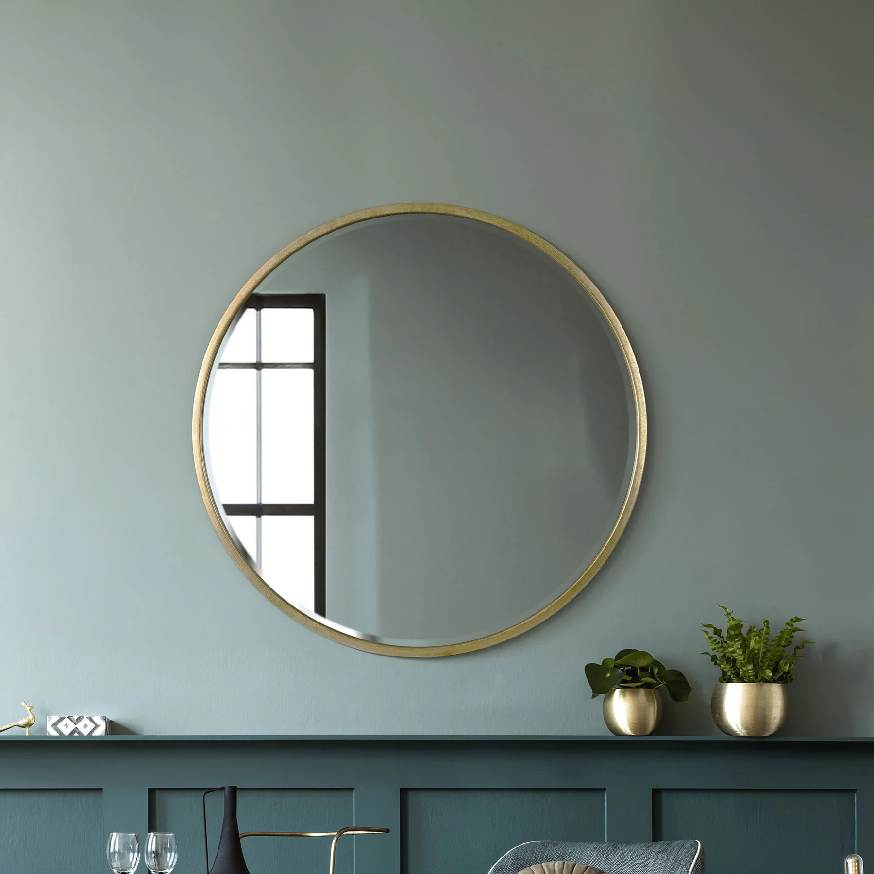 WVH® | The Textured Round | Antiqued Metal Wall-Mountable Mirrors